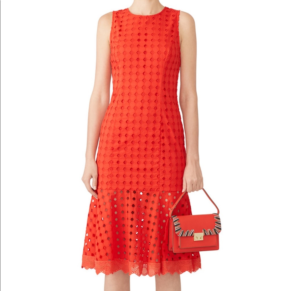 Donna Morgan red eyelet flounce dress size 6